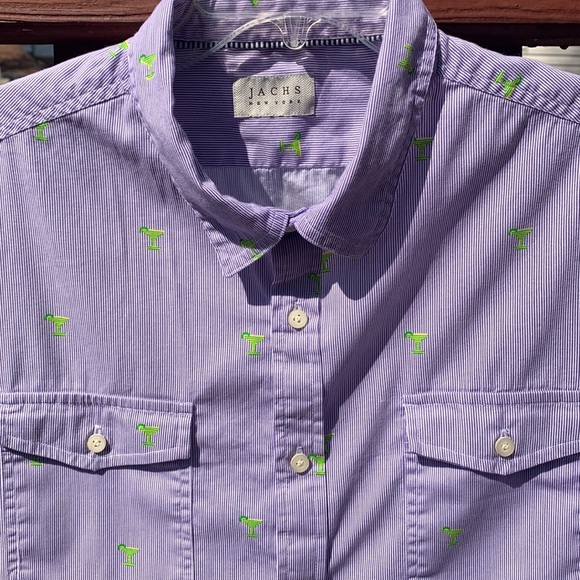 JACHS Purple & White Striped Shirt w/ Green Martini Glasses, XL - Picture 1 of 10
